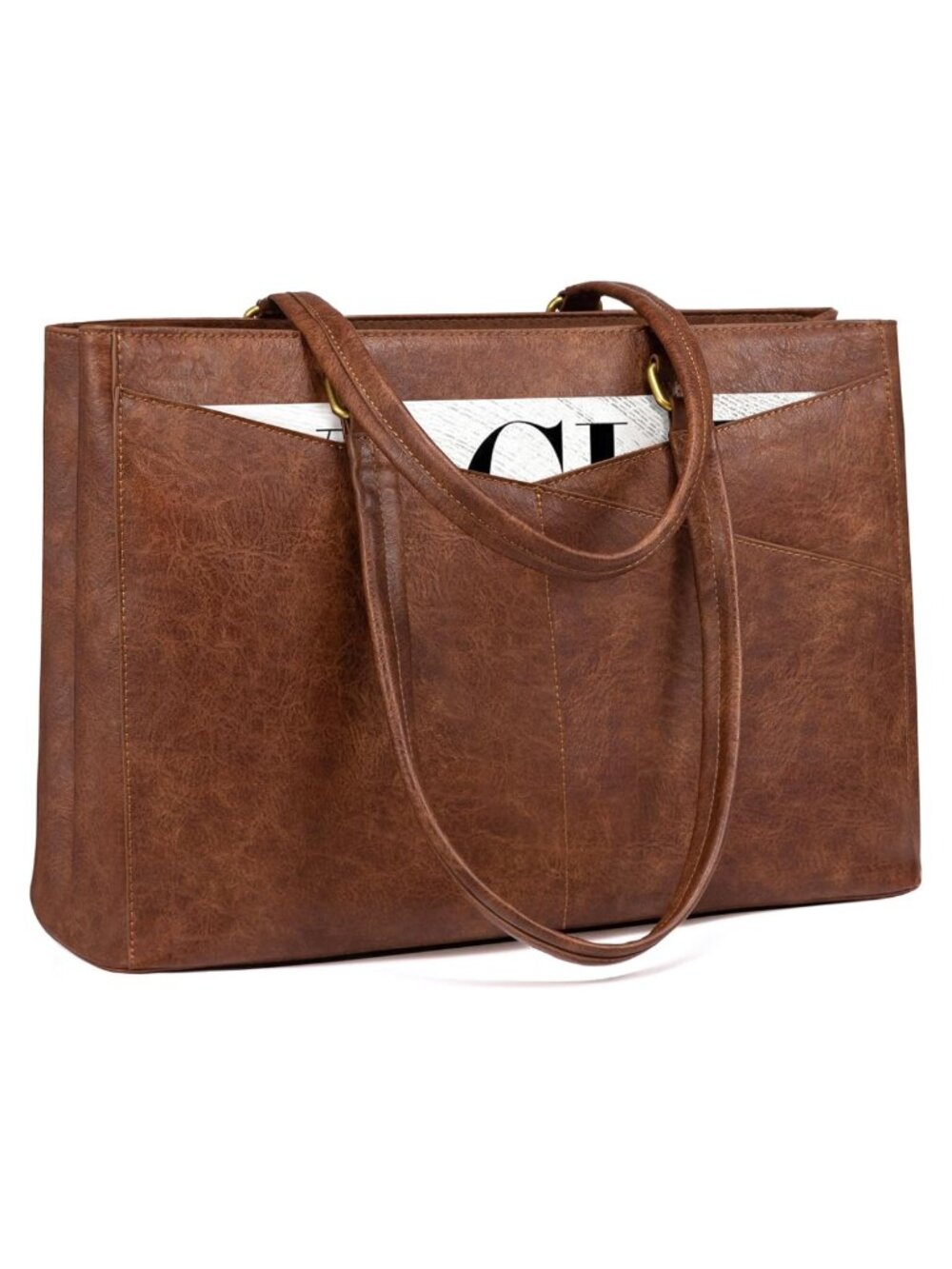 PU Leather Laptop Tote Bag for Women Water-Resistant Briefcase